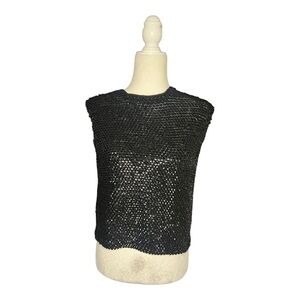 Vintahe Handmade Sequins Black Top